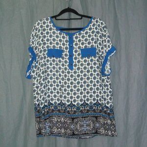 White & Blue Floral Top